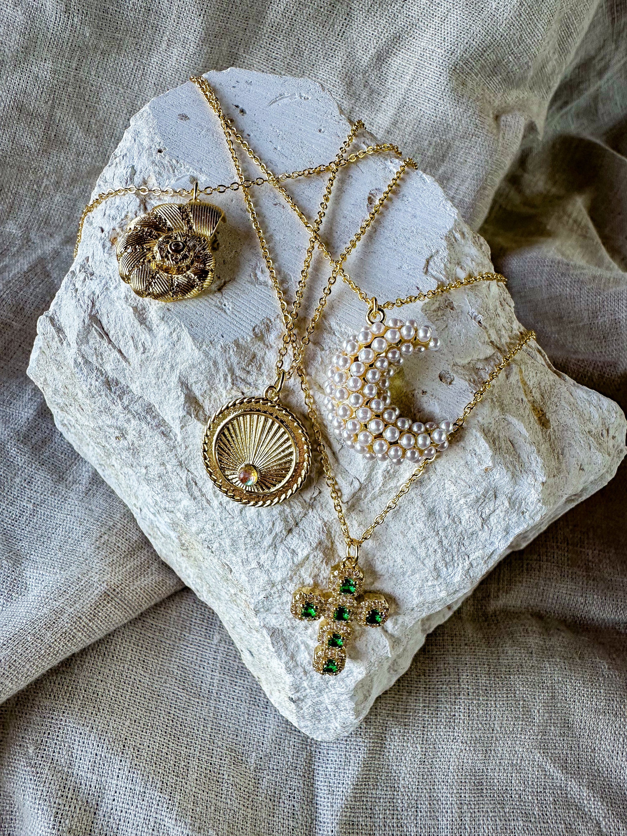 Emerald Cross Necklace