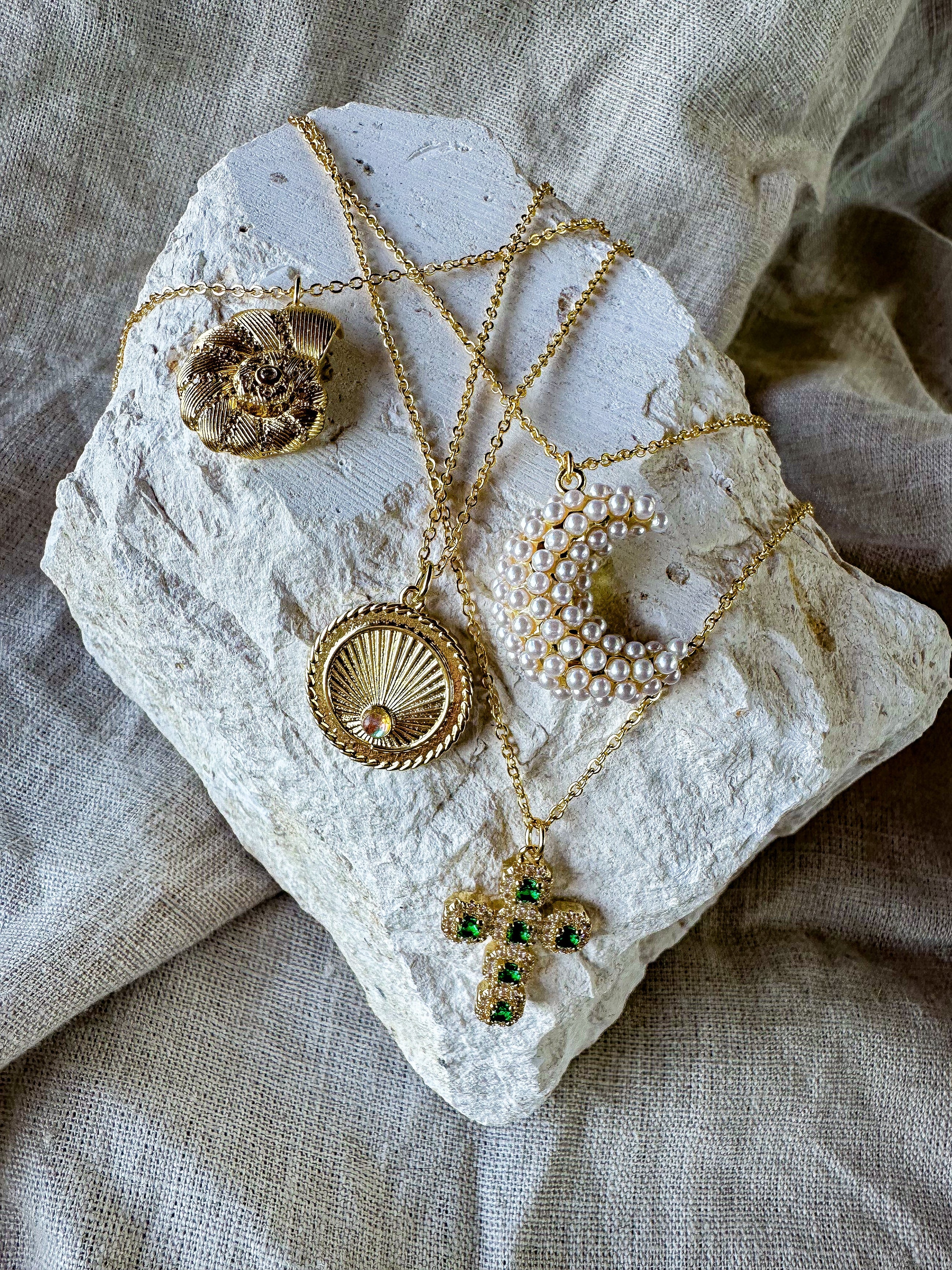 Emerald Cross Necklace