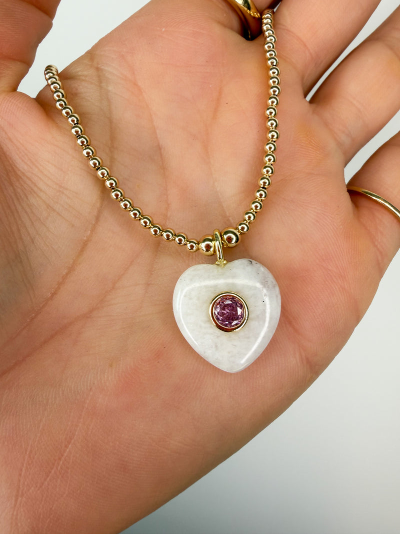 Blush Moon Heart Necklace