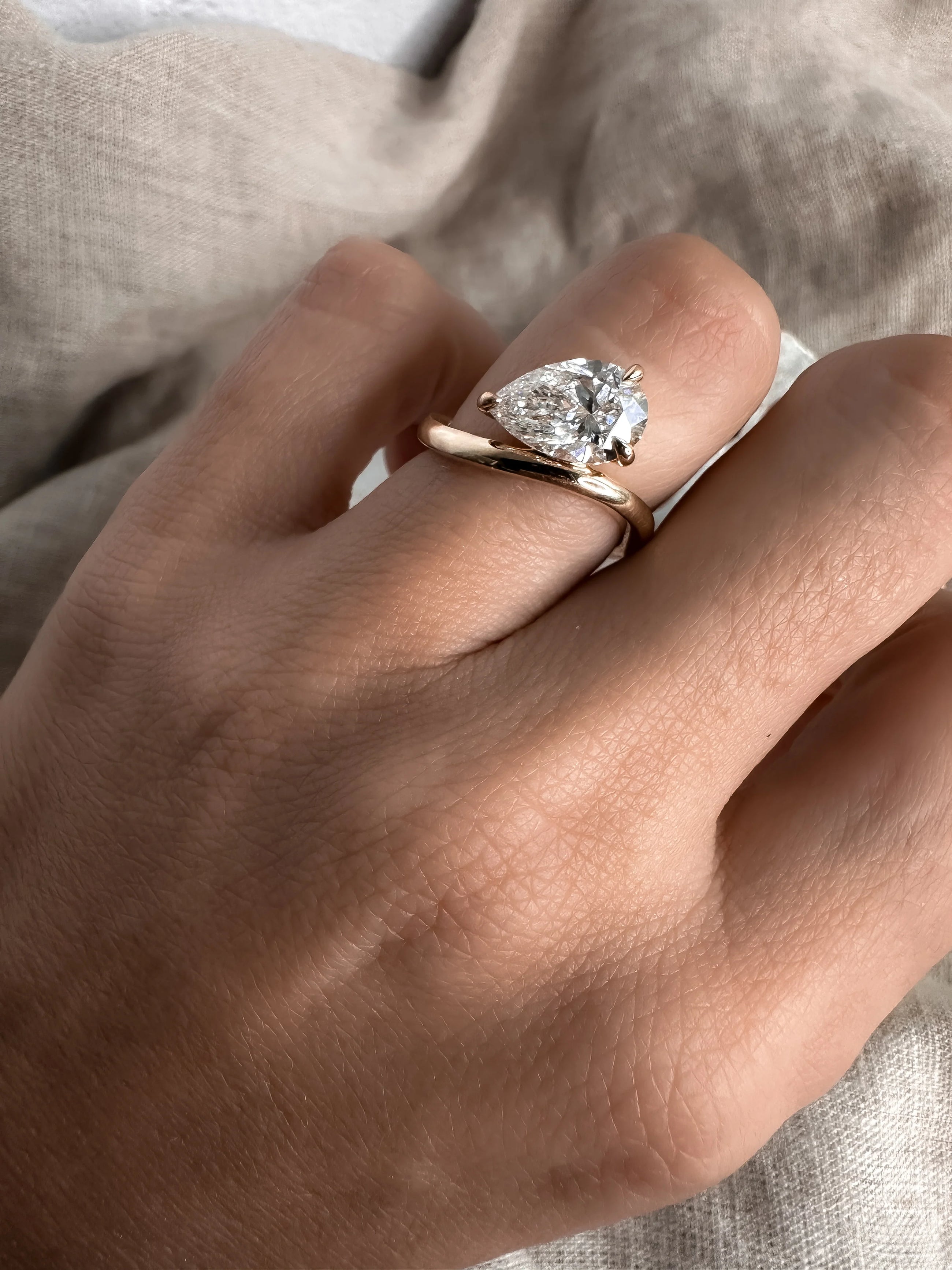 Pear Diamond Wave Ring