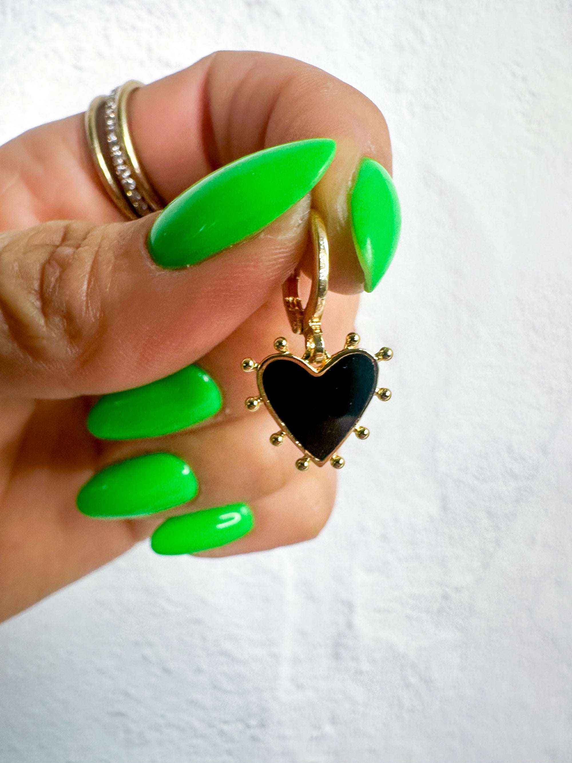 Midnight Heart Hoop Earrings