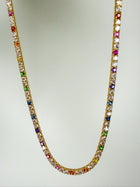 Rainbow & Diamond Tennis Necklace