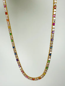Rainbow & Diamond Tennis Necklace