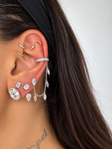 Floating Marquise Diamond Cuff Earring