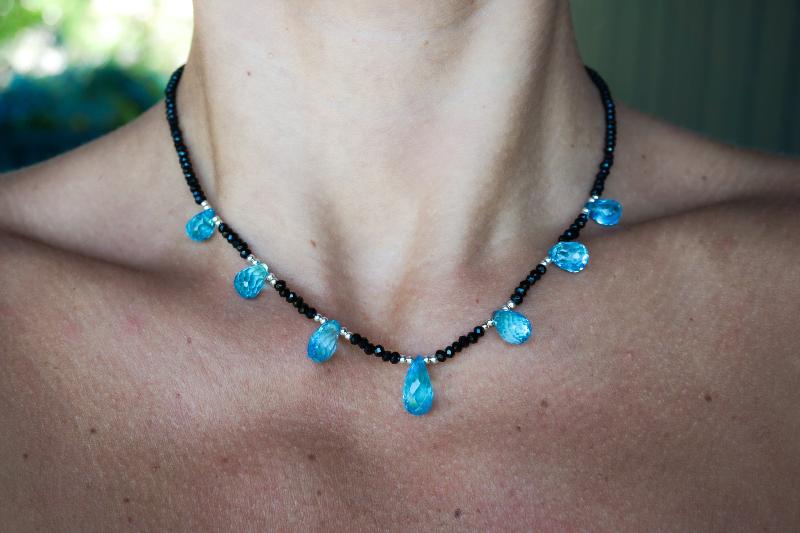 Blue Topaz & Spinel Necklace