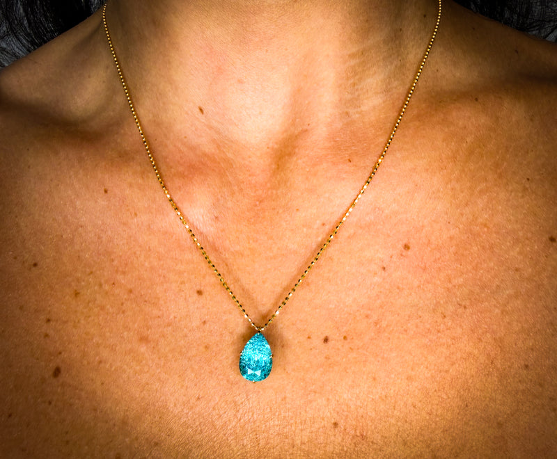 Electric Pear Paraiba Necklace