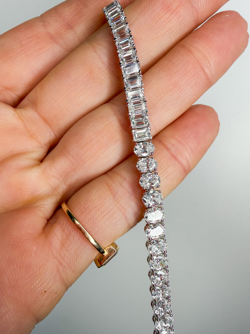 Half Emerald - Half Oval Tennis Bracelet