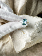 Blue Emerald Cut Diamond Ring