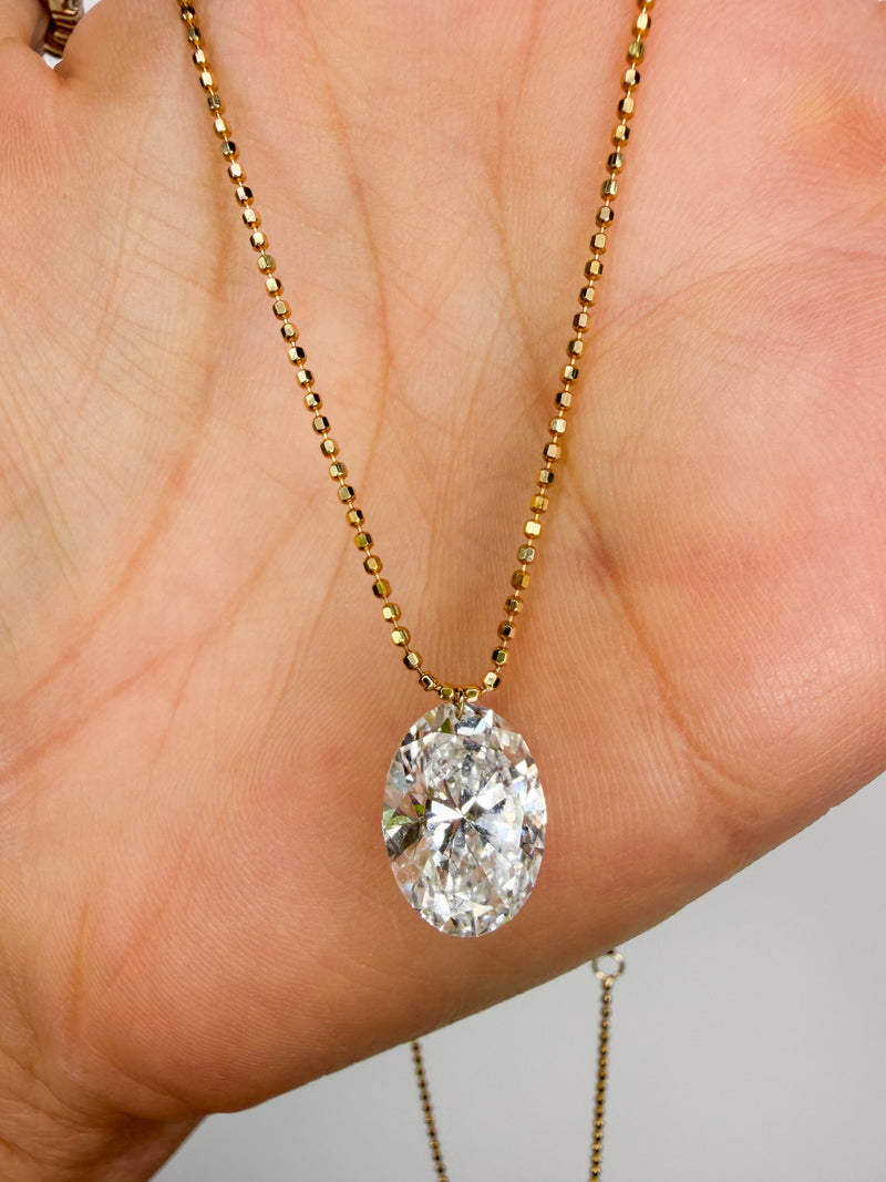 Floating Oval Diamond Necklace