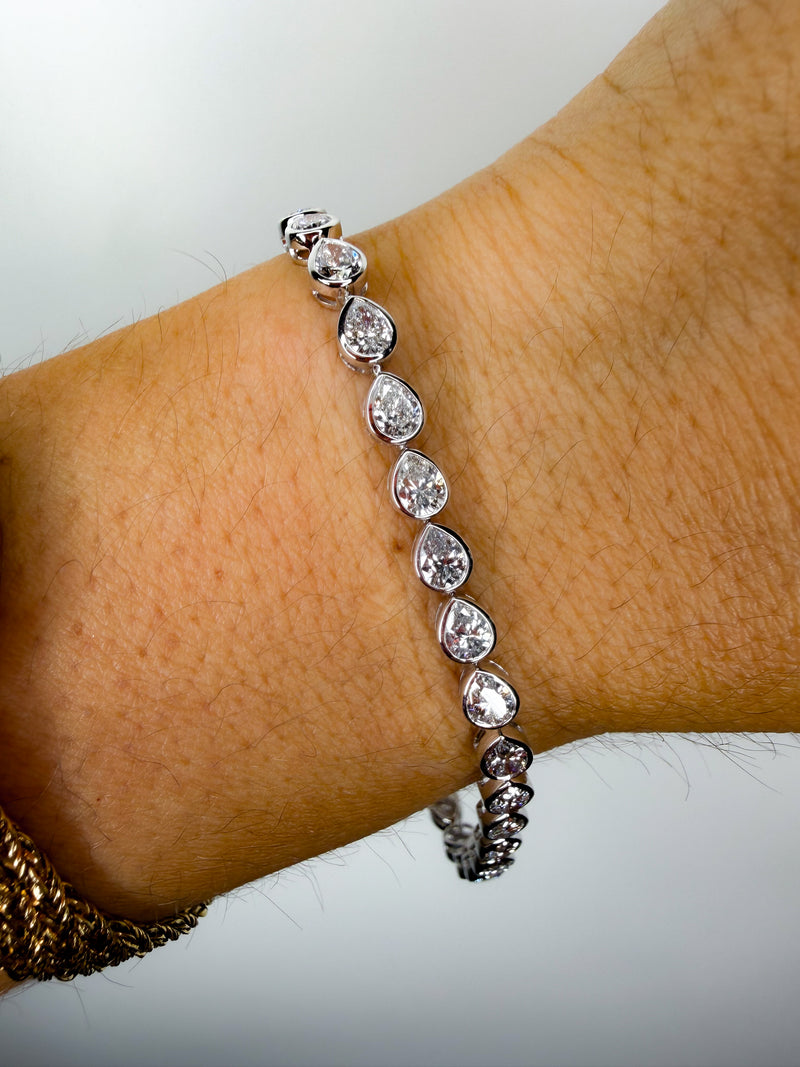 Pear Bezel Emerald Tennis Bracelet