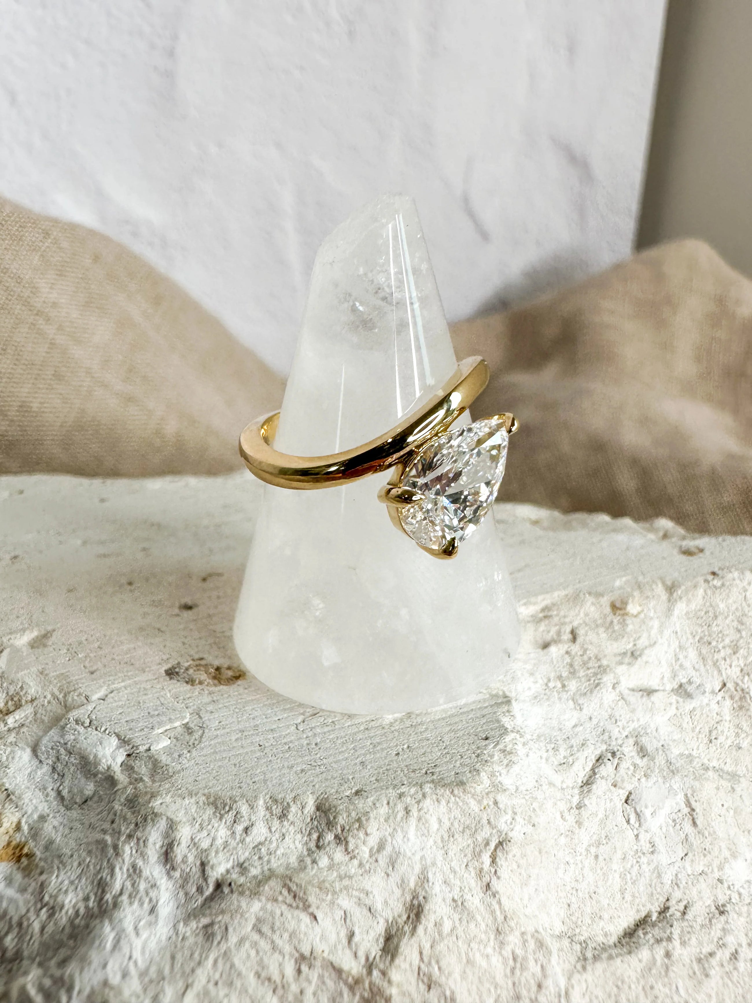 Pear Diamond Wave Ring