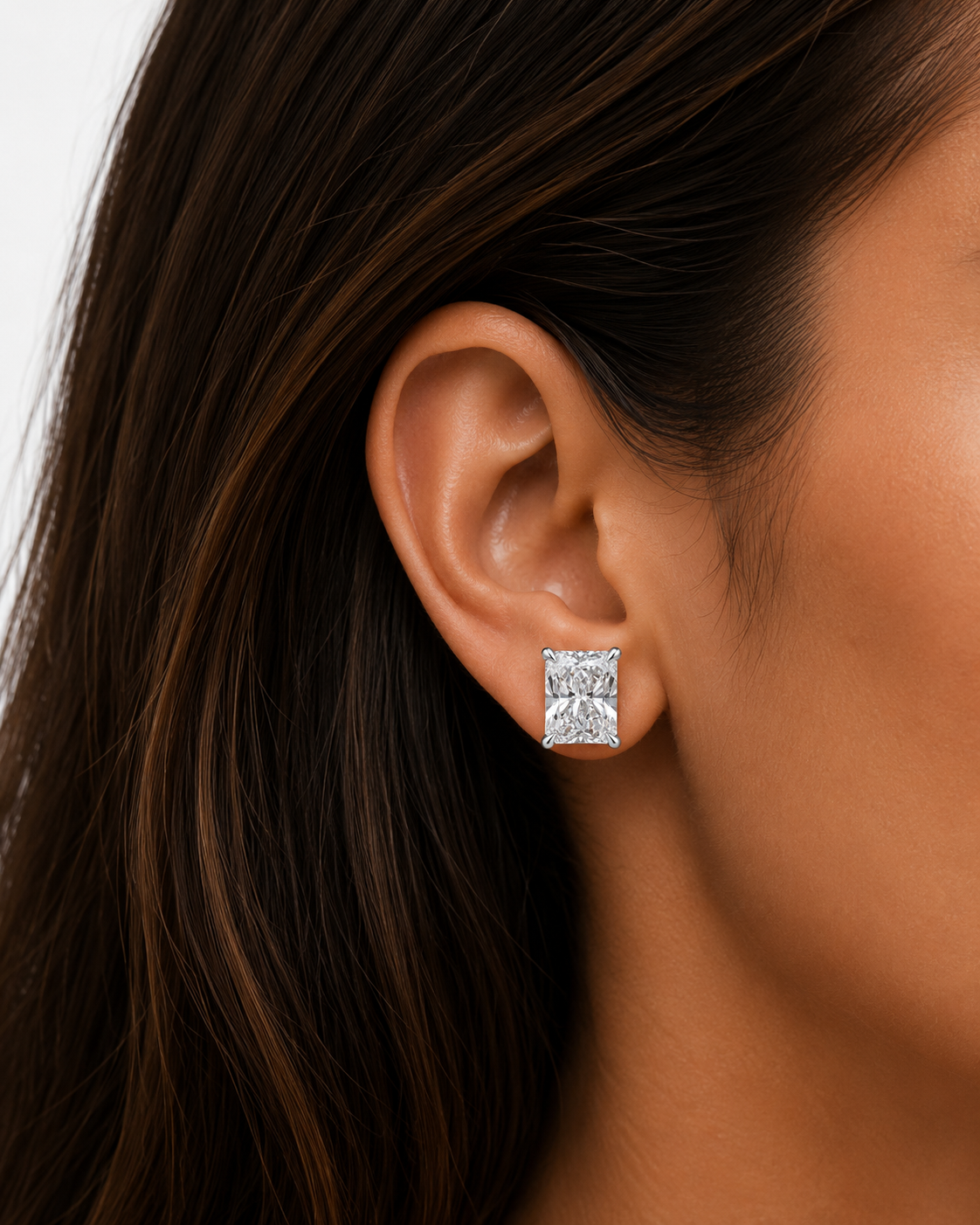 The Crown - Radiant Cut 8ctw Diamond Studs