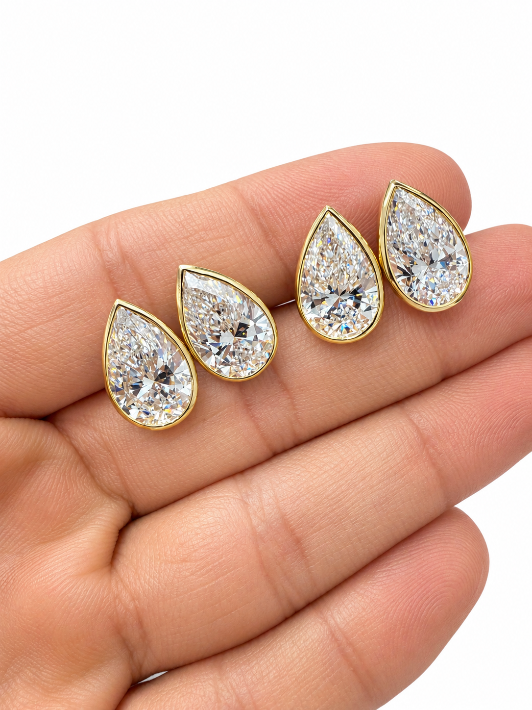 Pear Bezel Set Diamond Studs – 10.00 CTW