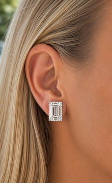 The Monarch Set - Emerald Cut 12ctw Diamond Studs
