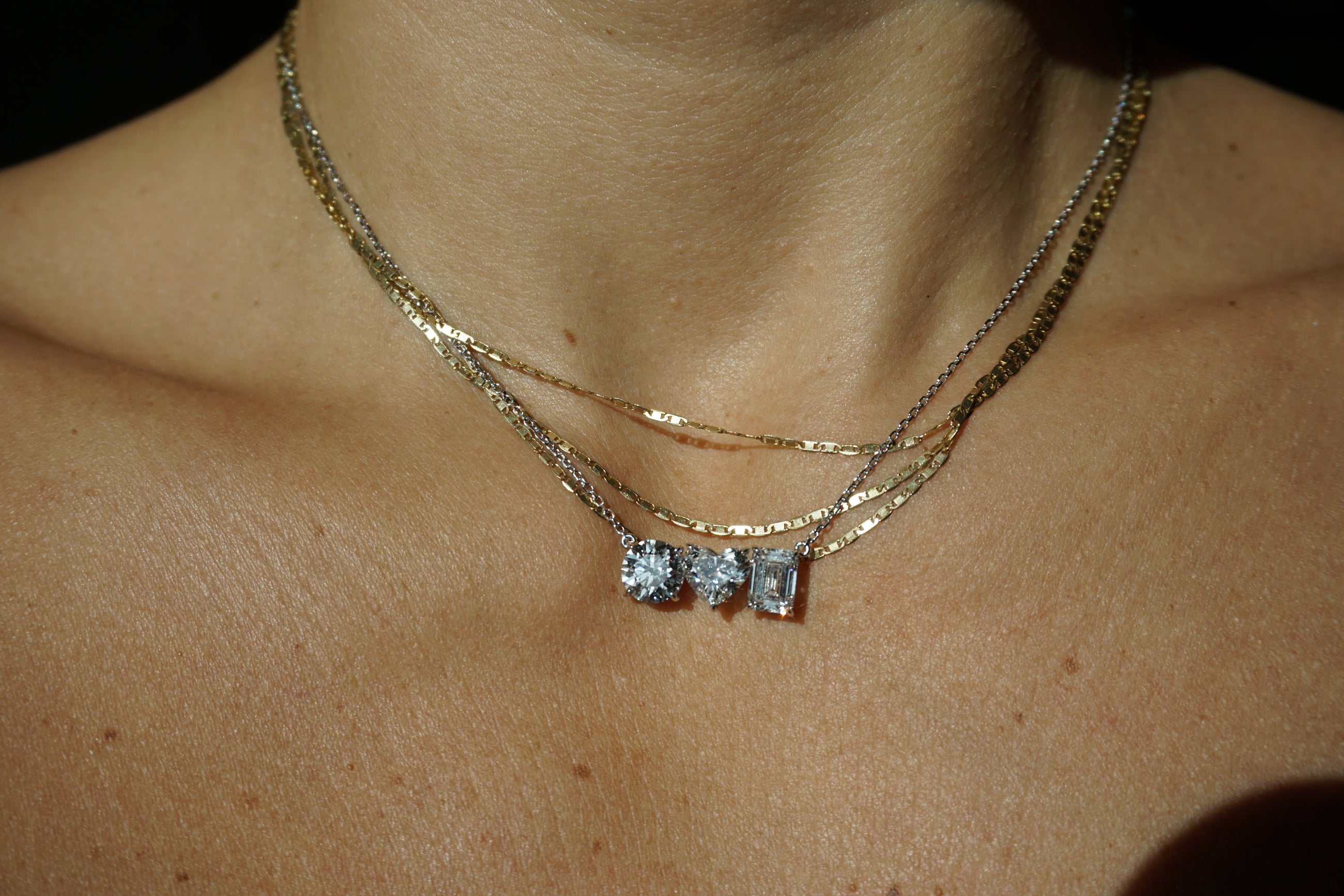Three Stone Diamond Necklace