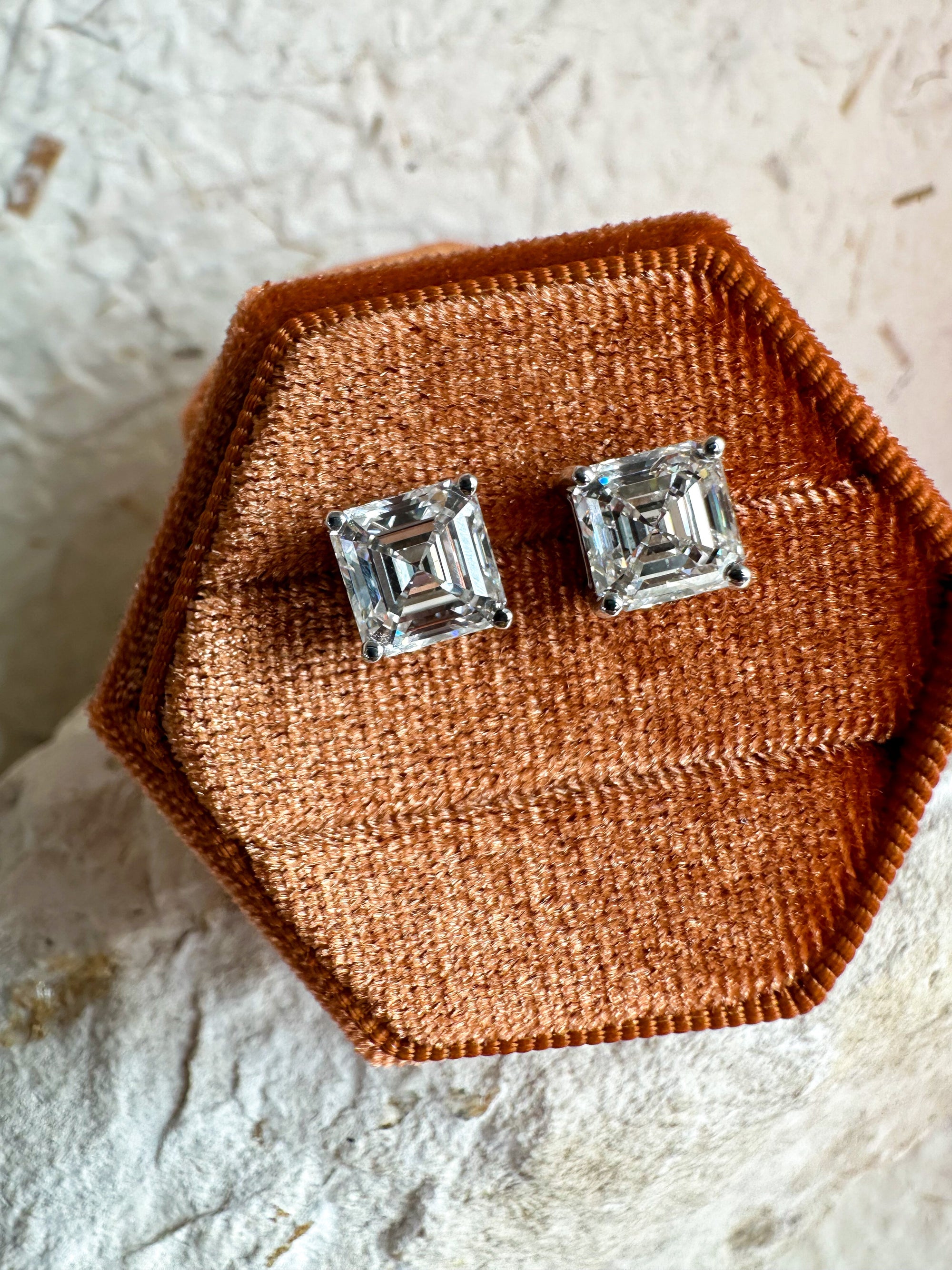 The Ice Queens - Asscher Cut 4ctw Diamond Studs