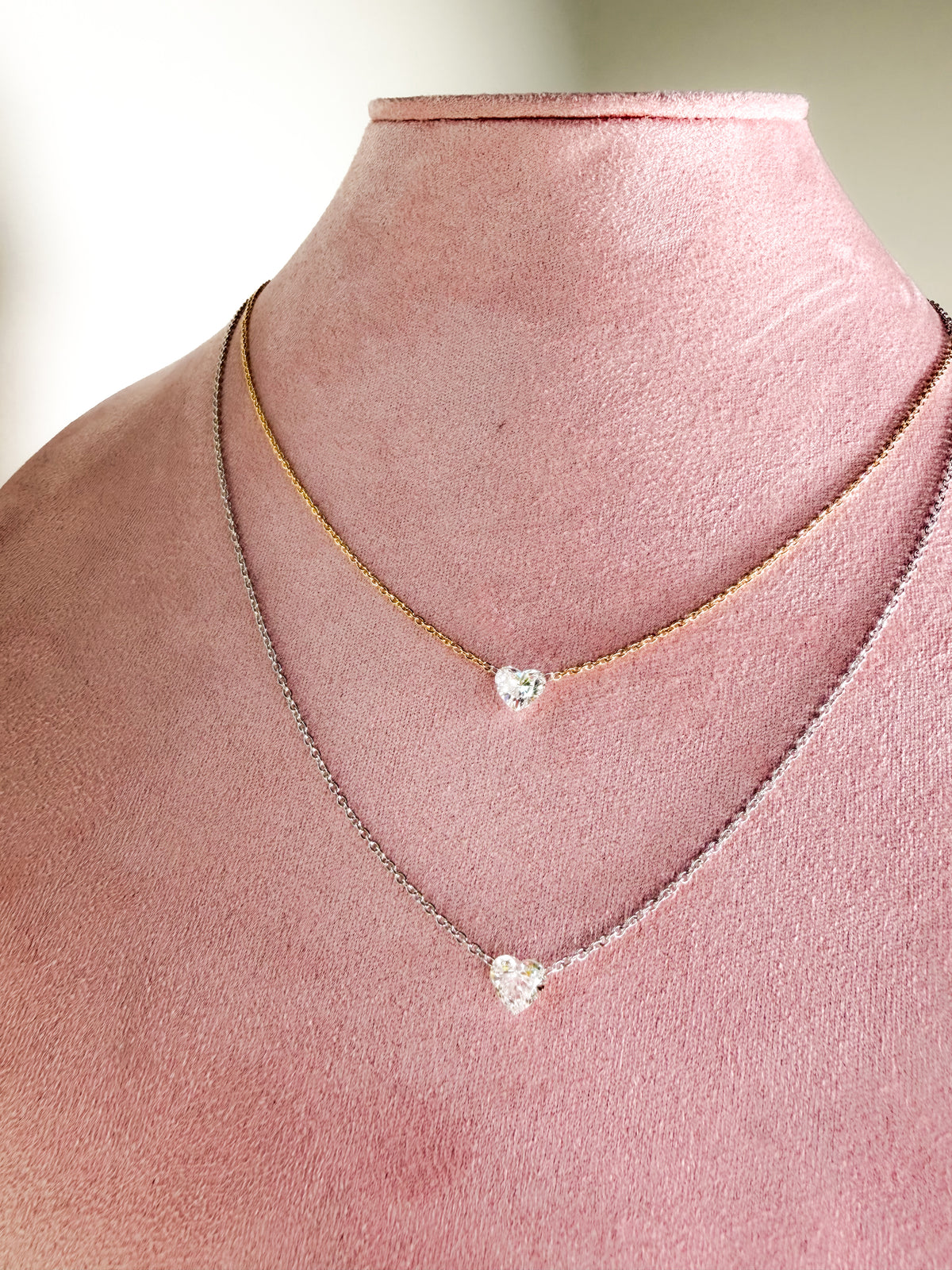 Floating Diamond Heart Necklace