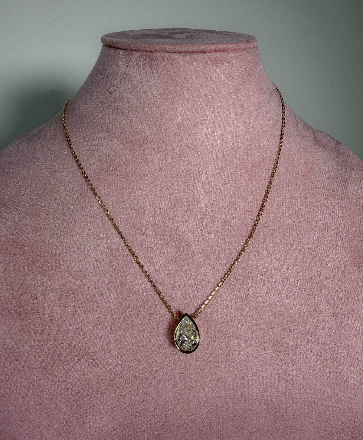 Bezel Two Carat Solitaire Diamond Necklace