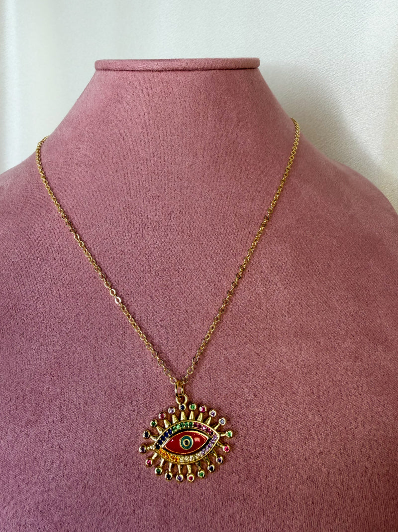 Rainbow Lash Eye Necklace