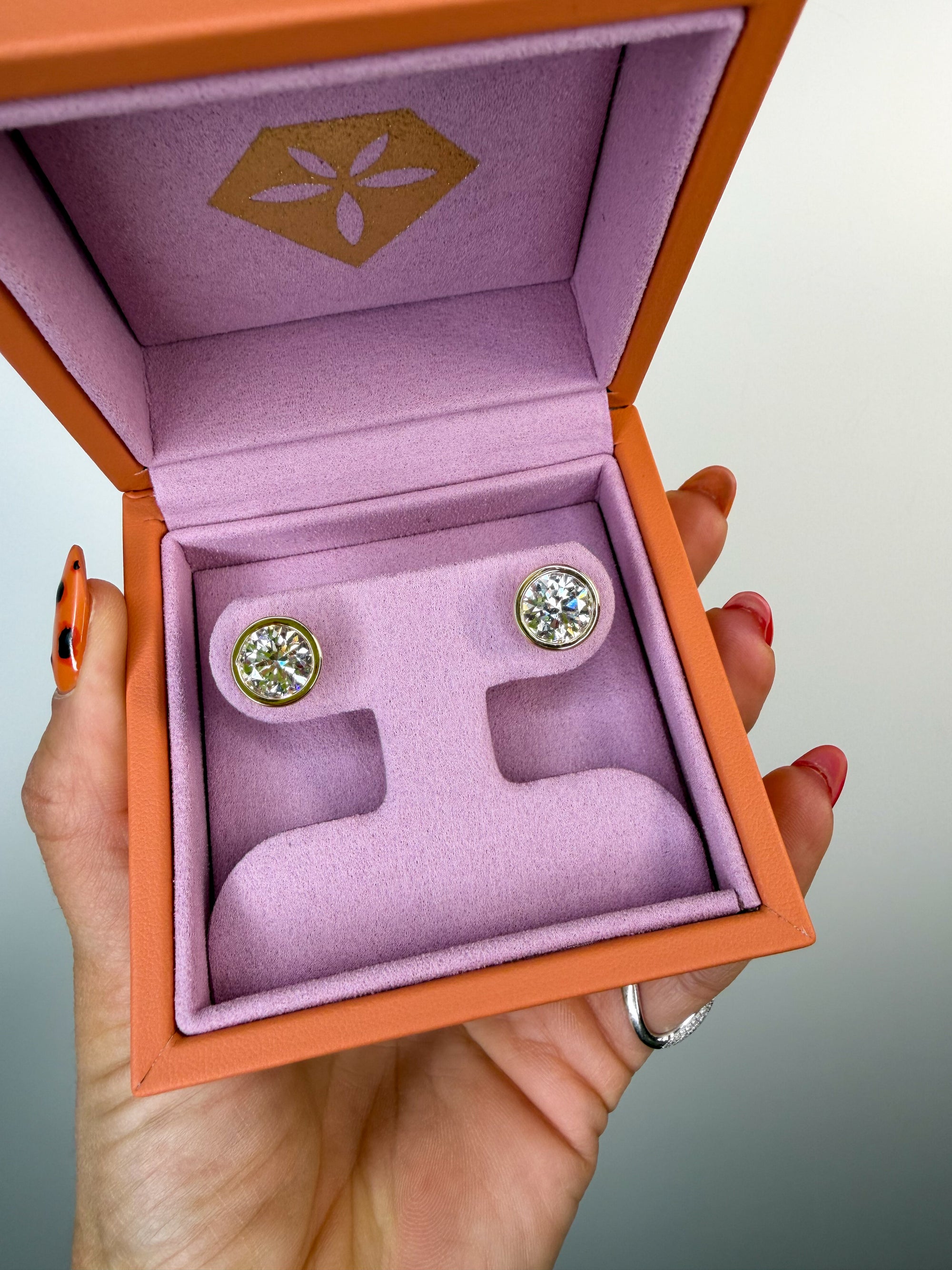 Round Bezel Diamond Studs