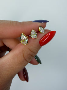 The Little Bezel Pear Studs