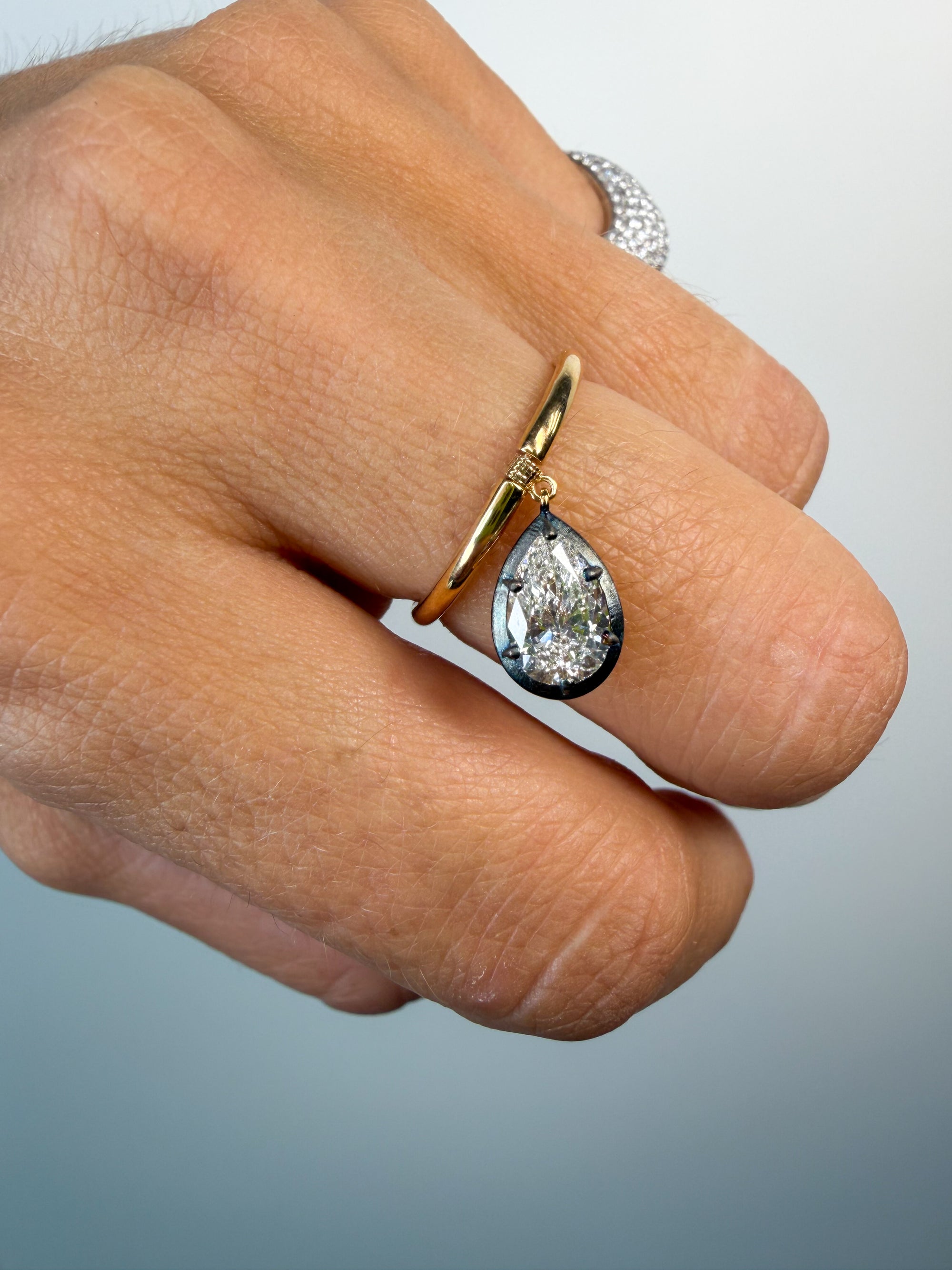 The Seraphine Pear Dangly Ring