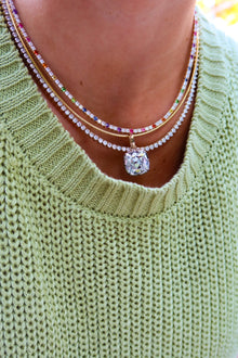 Rainbow & Diamond Tennis Necklace