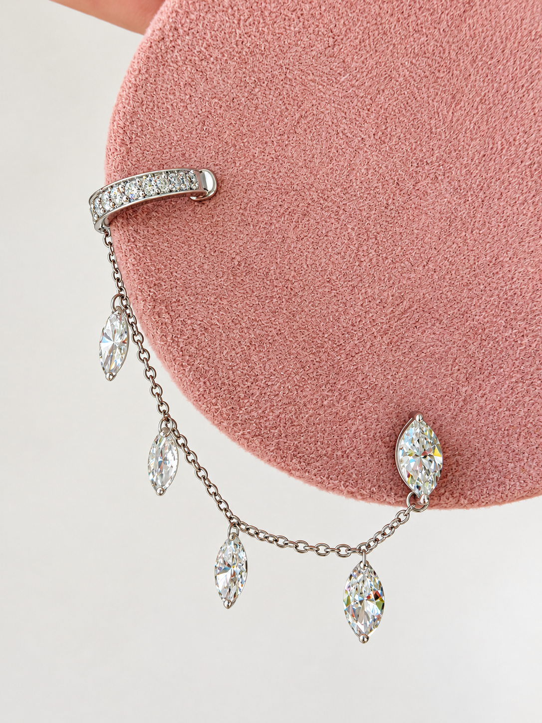 Floating Marquise Diamond Cuff Earring