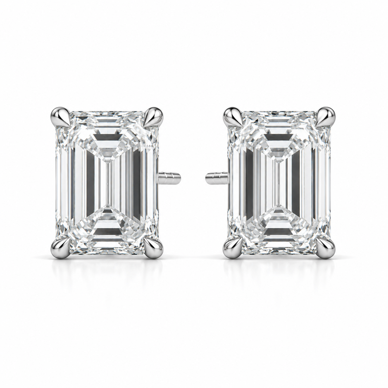 The Quiet Flex - Emerald Cut 6ctw Diamond Studs