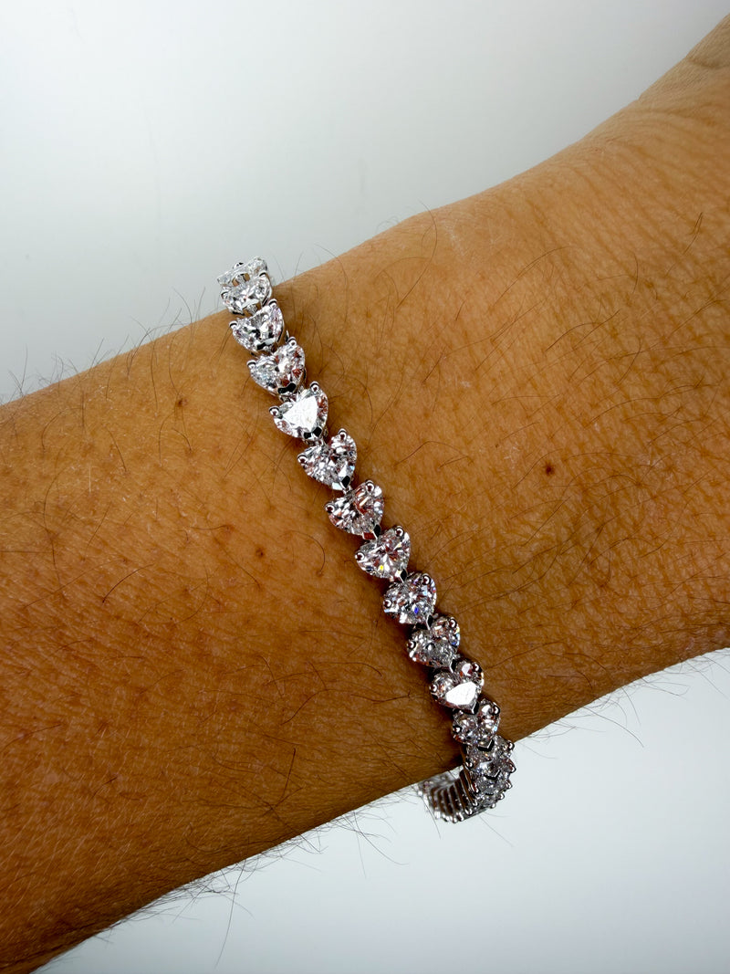 Prong-Set Heart Tennis Bracelet