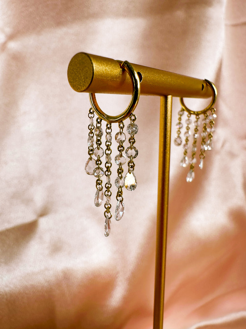 Rose Cut Diamond Chandelier Earrings