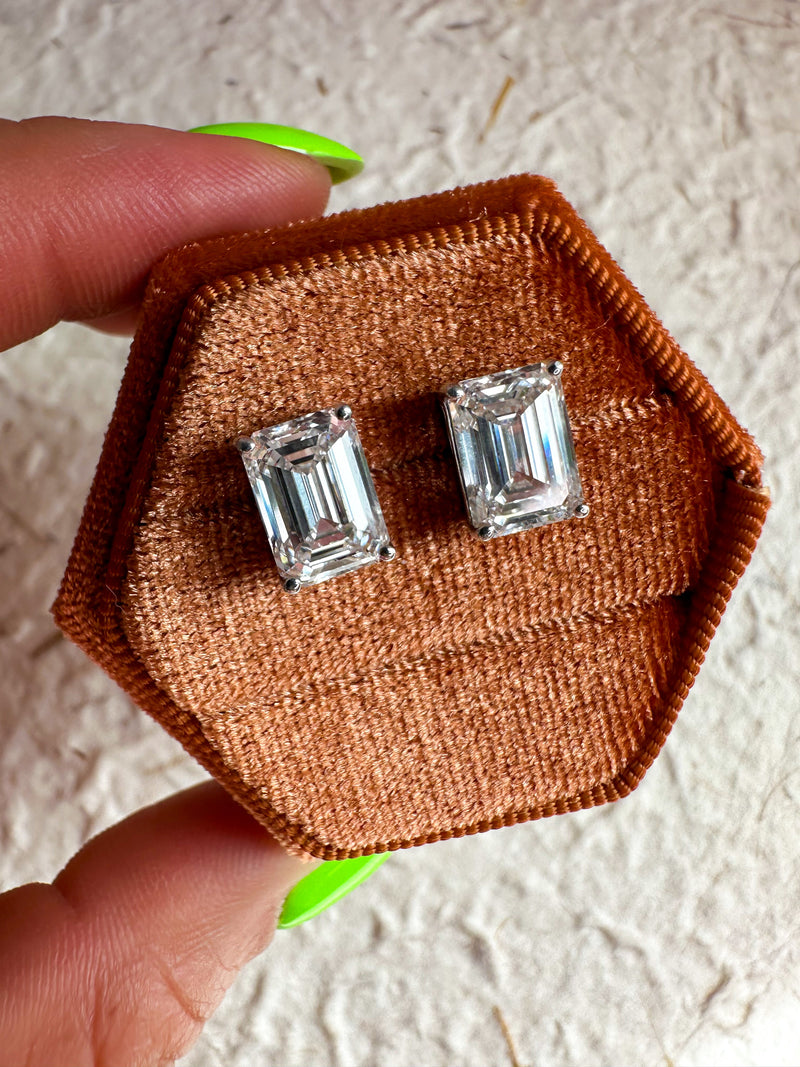 The Power Set - Emerald Cut 4ctw Diamond Studs
