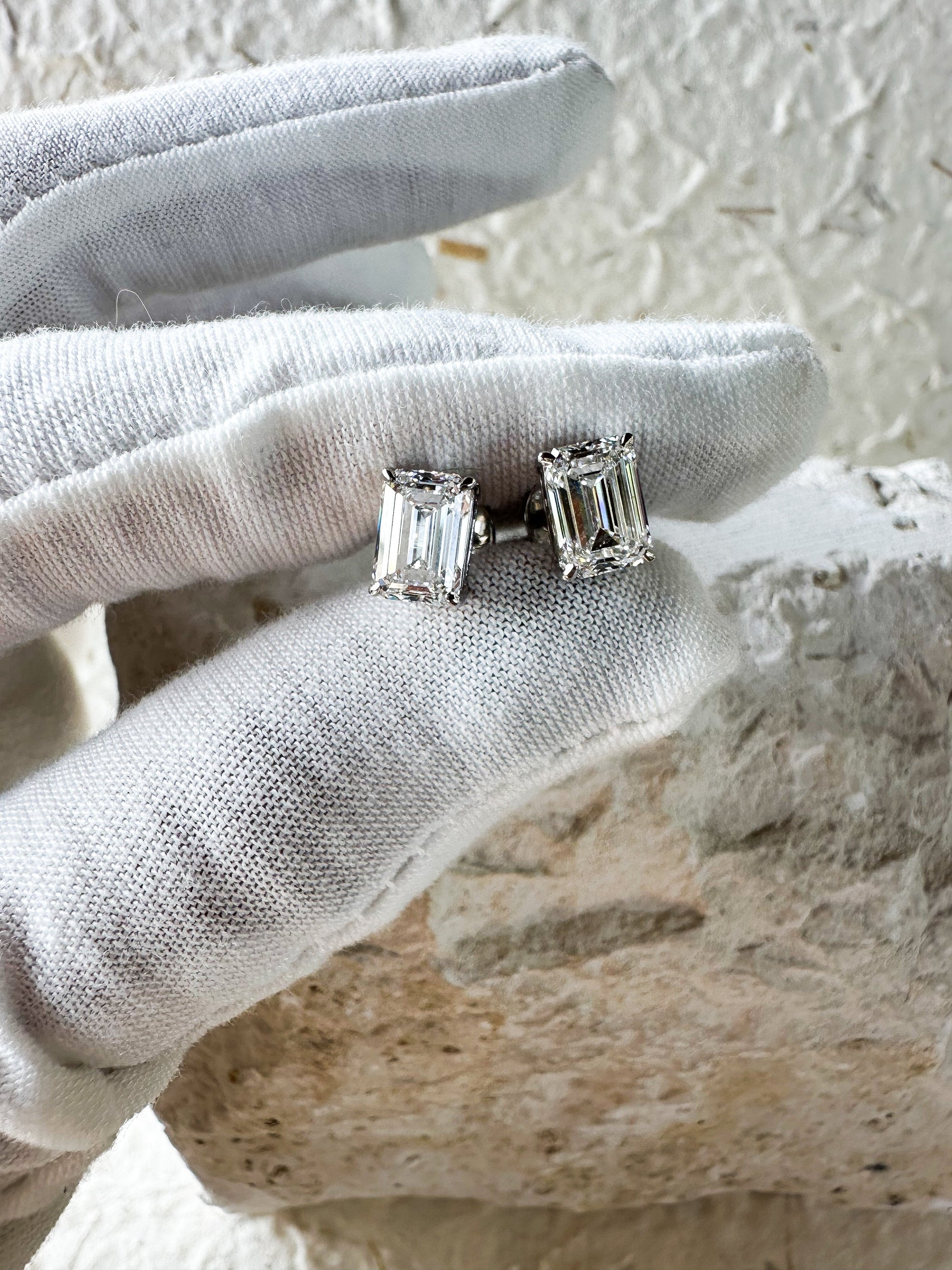 The Cool Girls - Emerald Cut 3ctw Diamond Studs