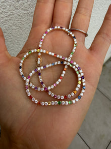 Rainbow & Diamond Tennis Necklace