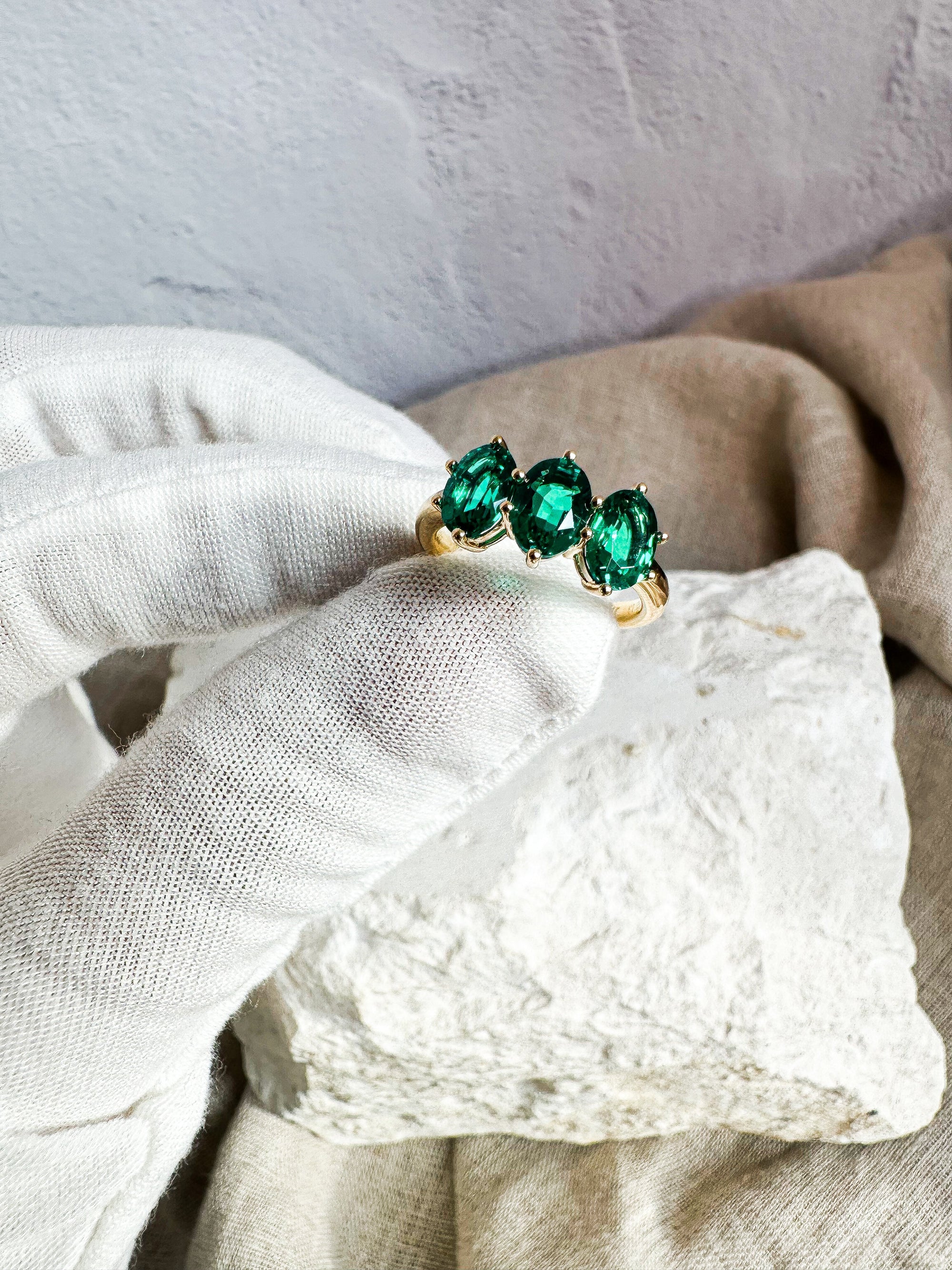 Trio Emerald Ring