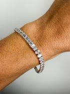 Half Emerald - Half Oval Tennis Bracelet