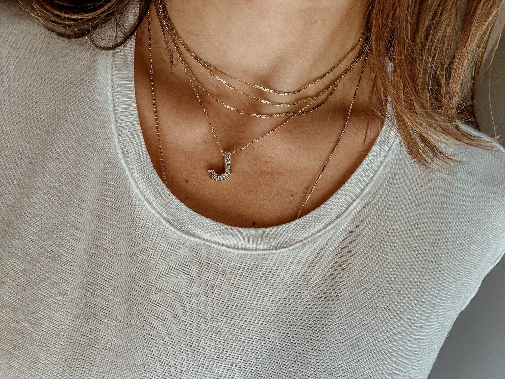 Large Diamond Initial Necklace