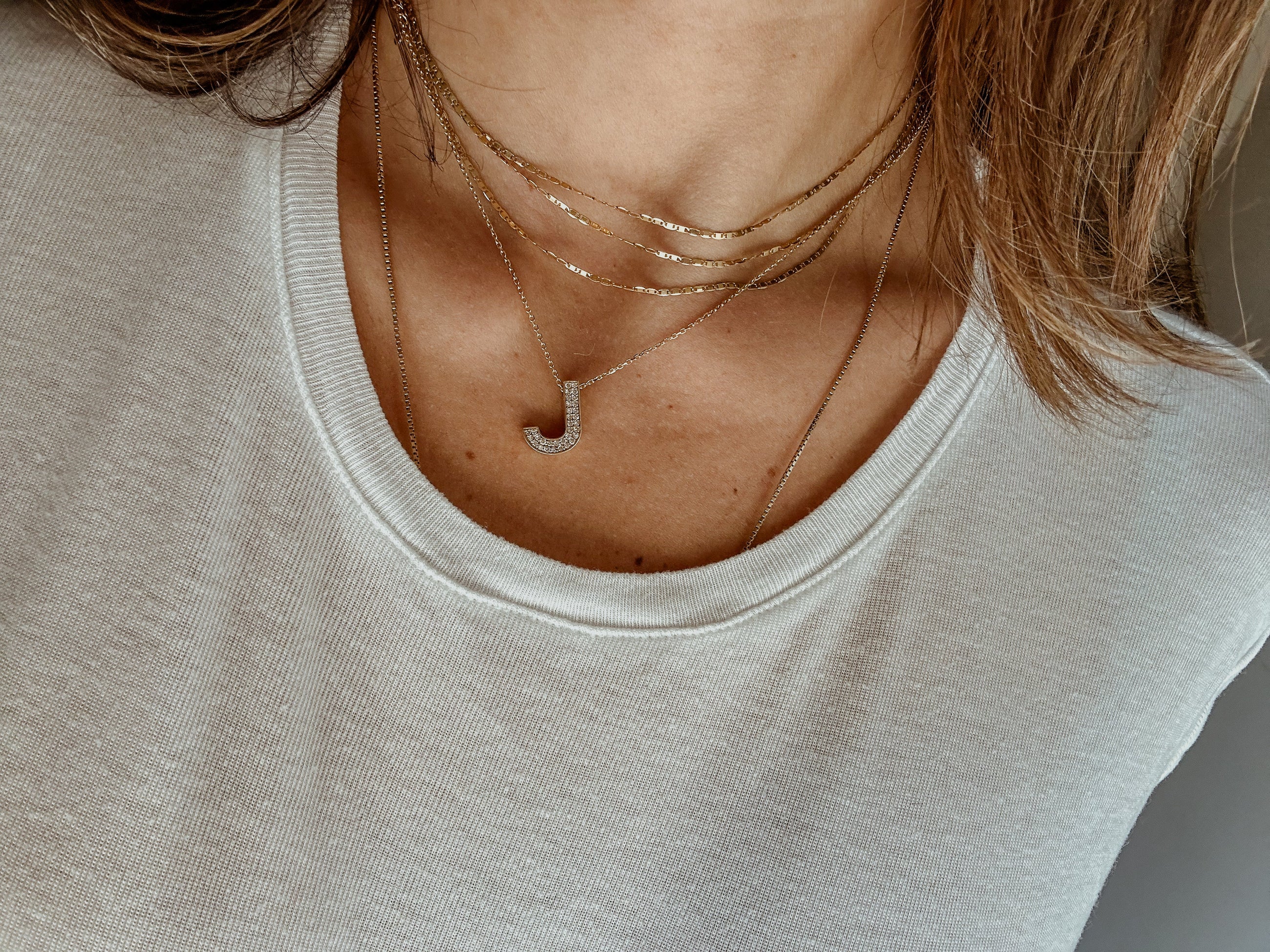 Large Diamond Initial Necklace