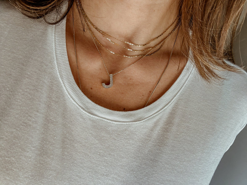 Large Diamond Initial Necklace