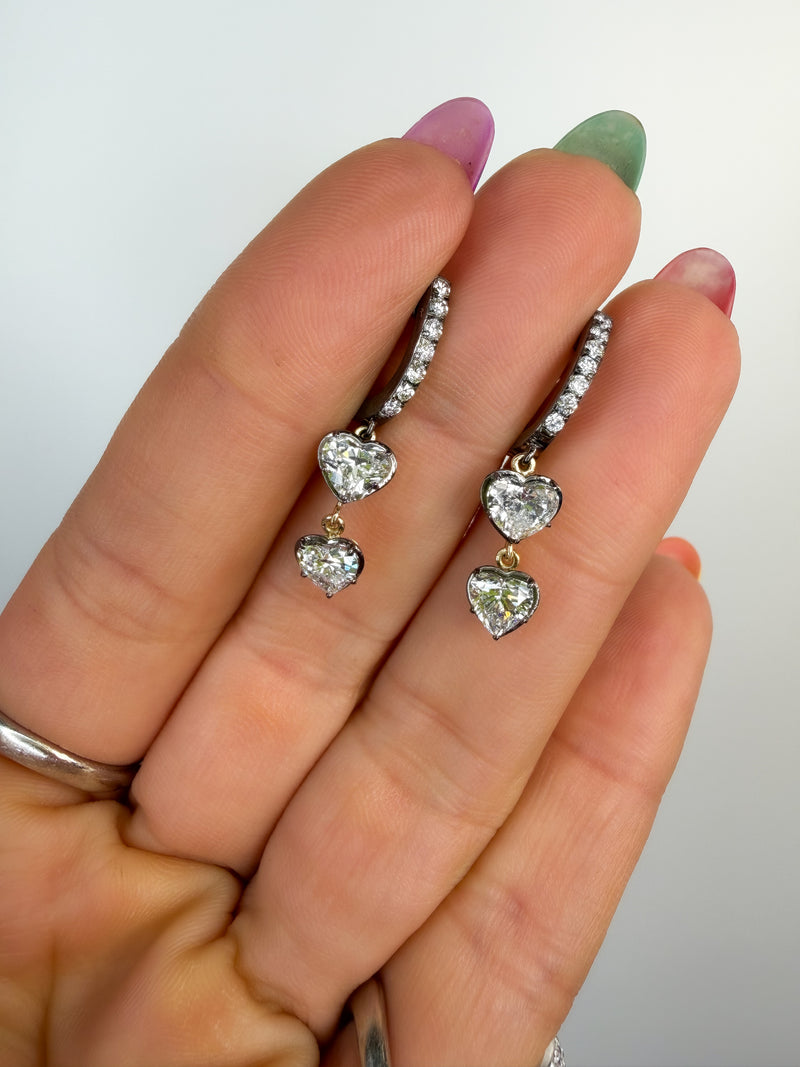 Double Heart Drop Earrings