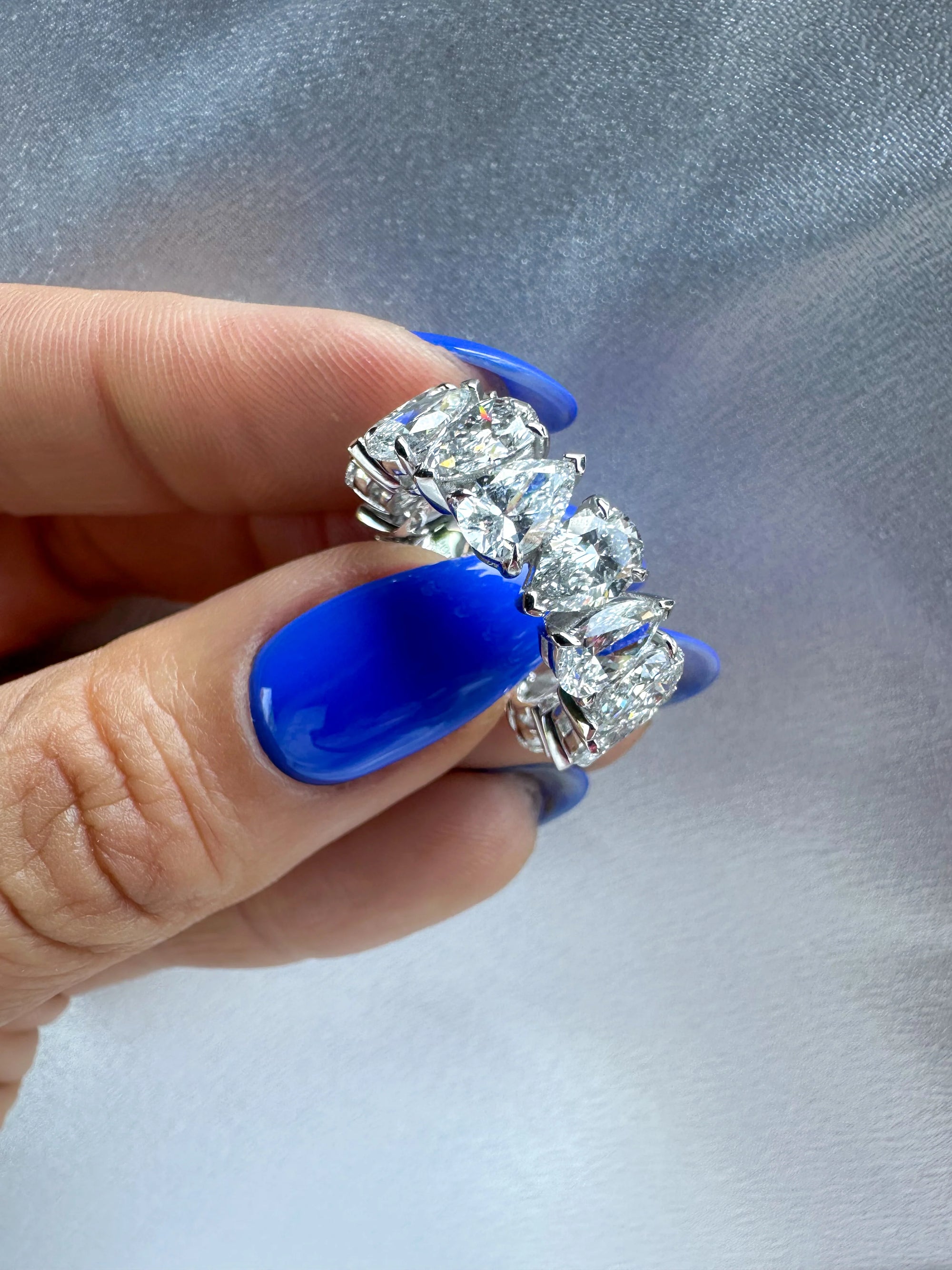 The Alternating Pear Diamond Eternity Band