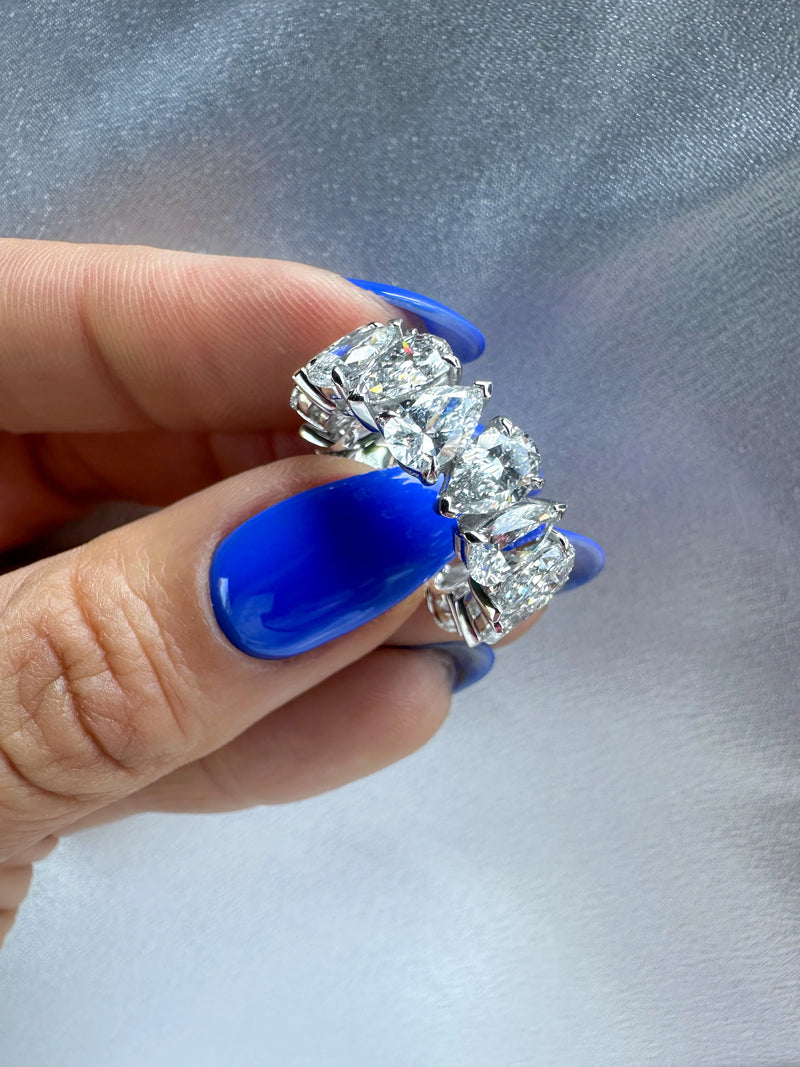 The Alternating Pear Diamond Eternity Band