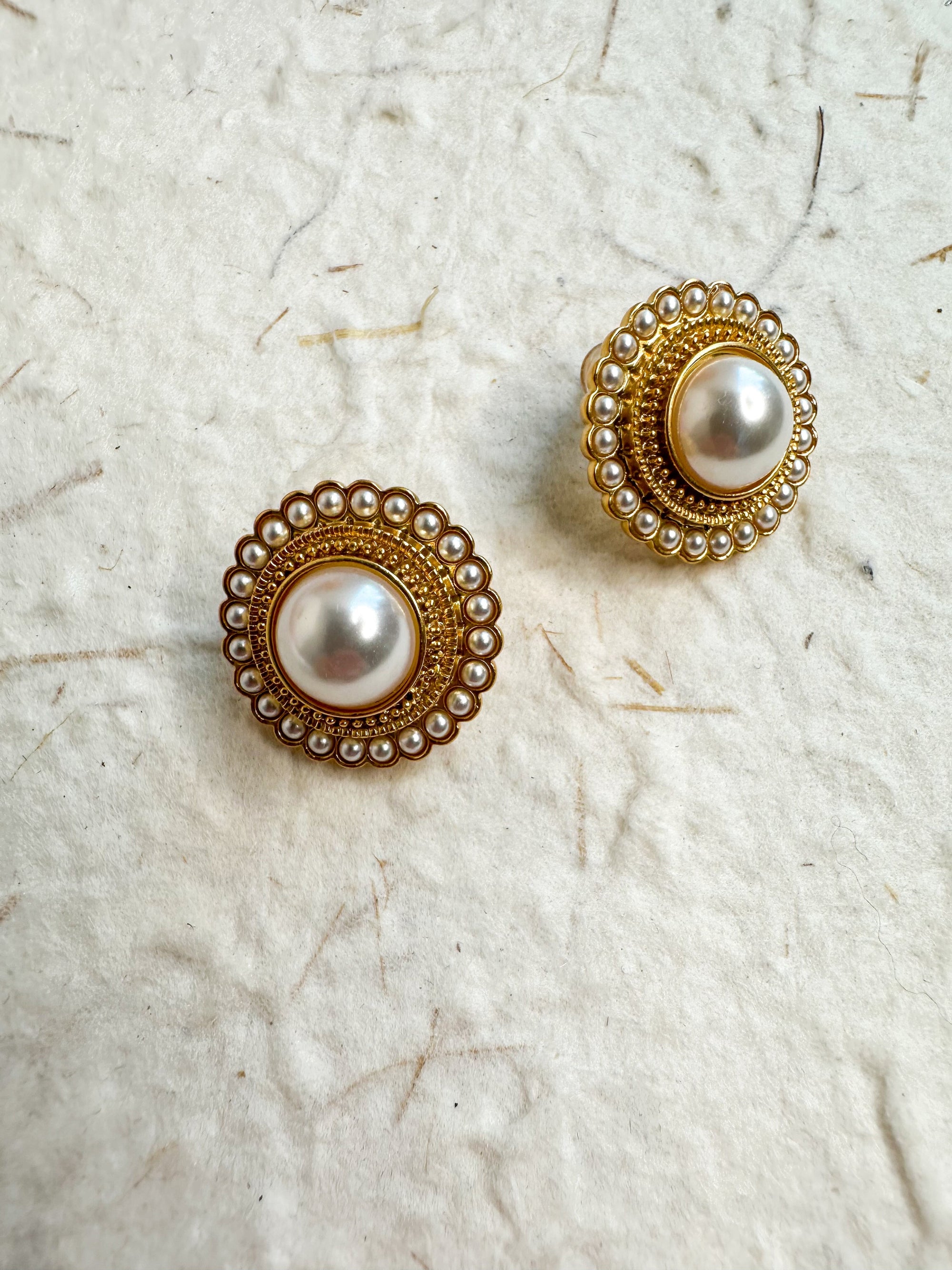 Luxe Pearl Halo Studs