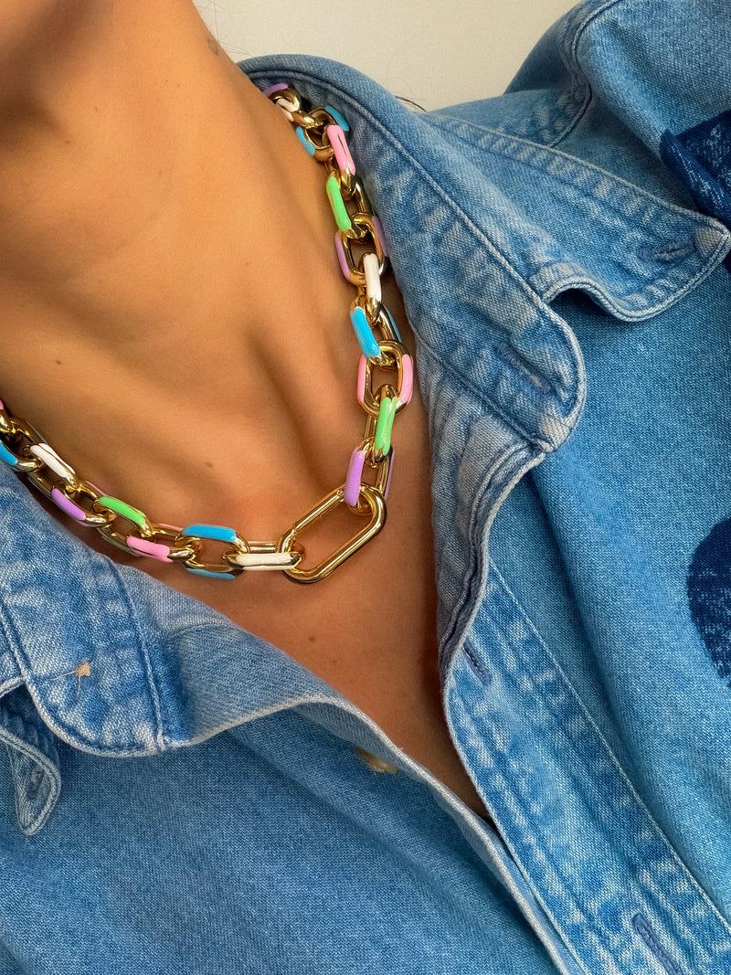 Candy Link Enamel Necklace