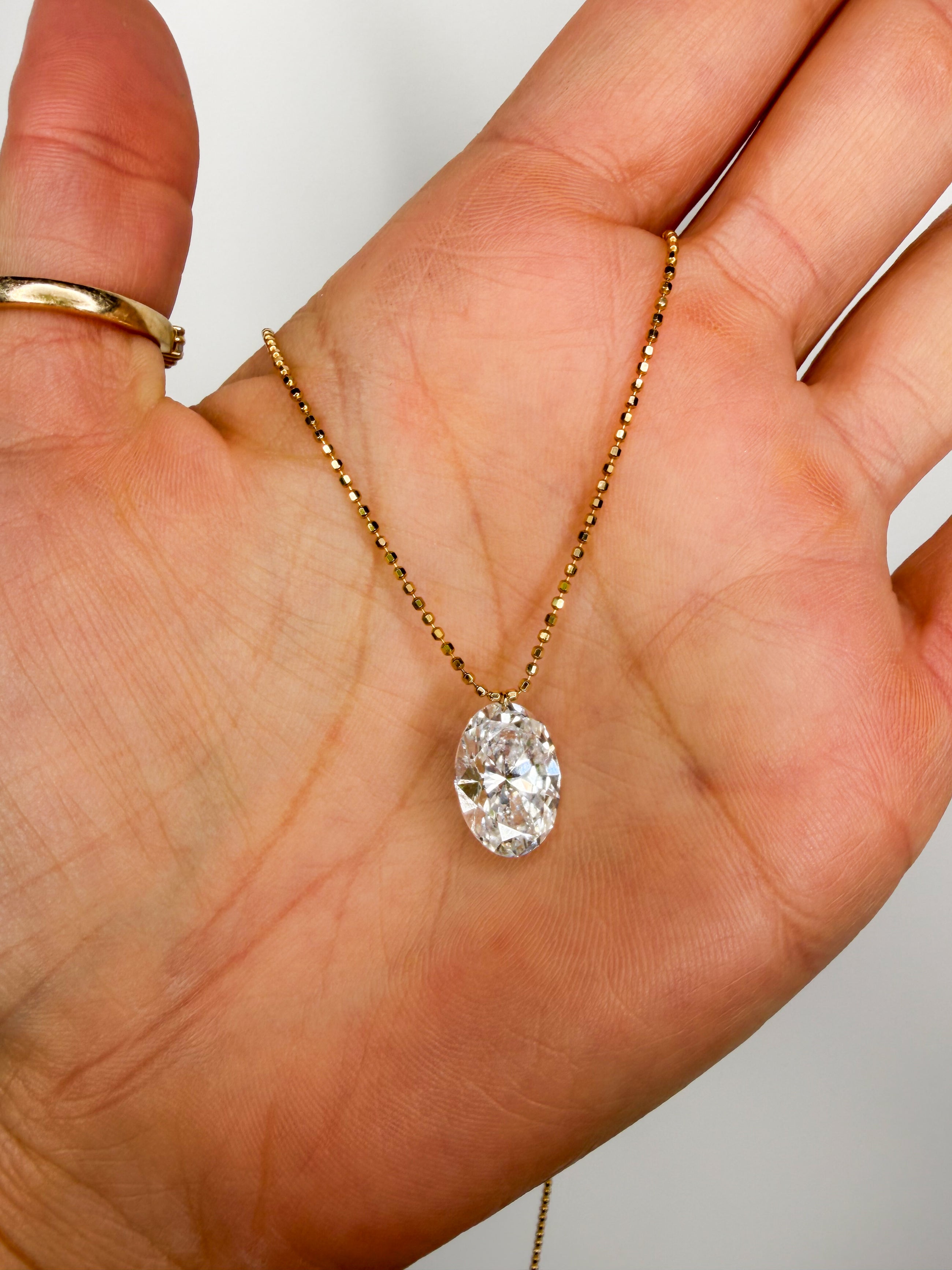 Floating Oval Diamond Necklace