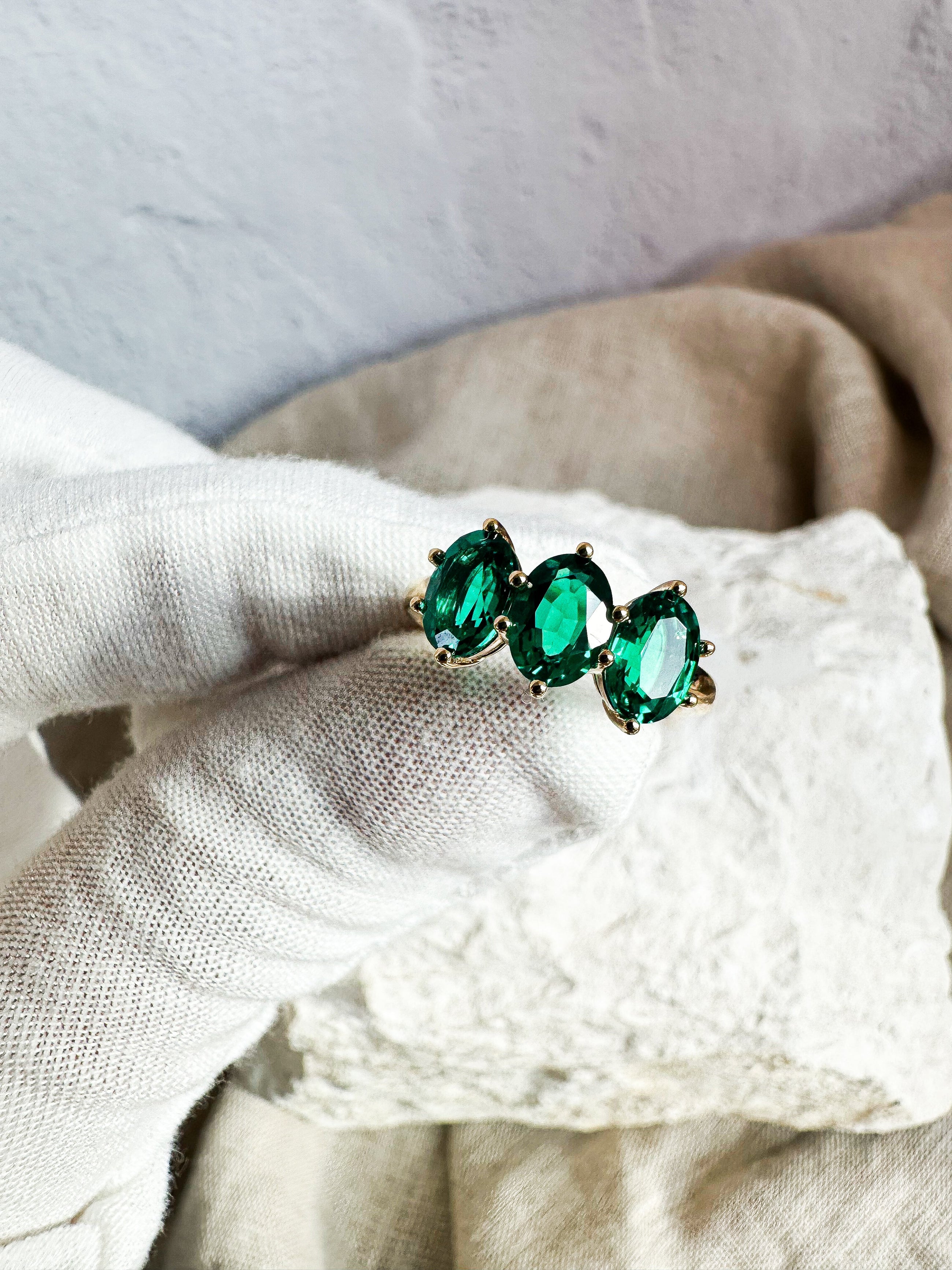 Trio Emerald Ring