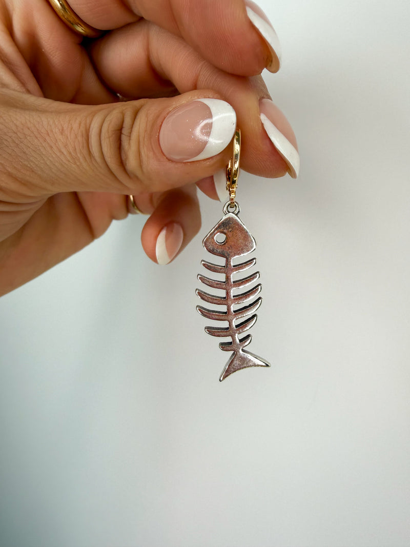 Silver Fish Bone Earrings