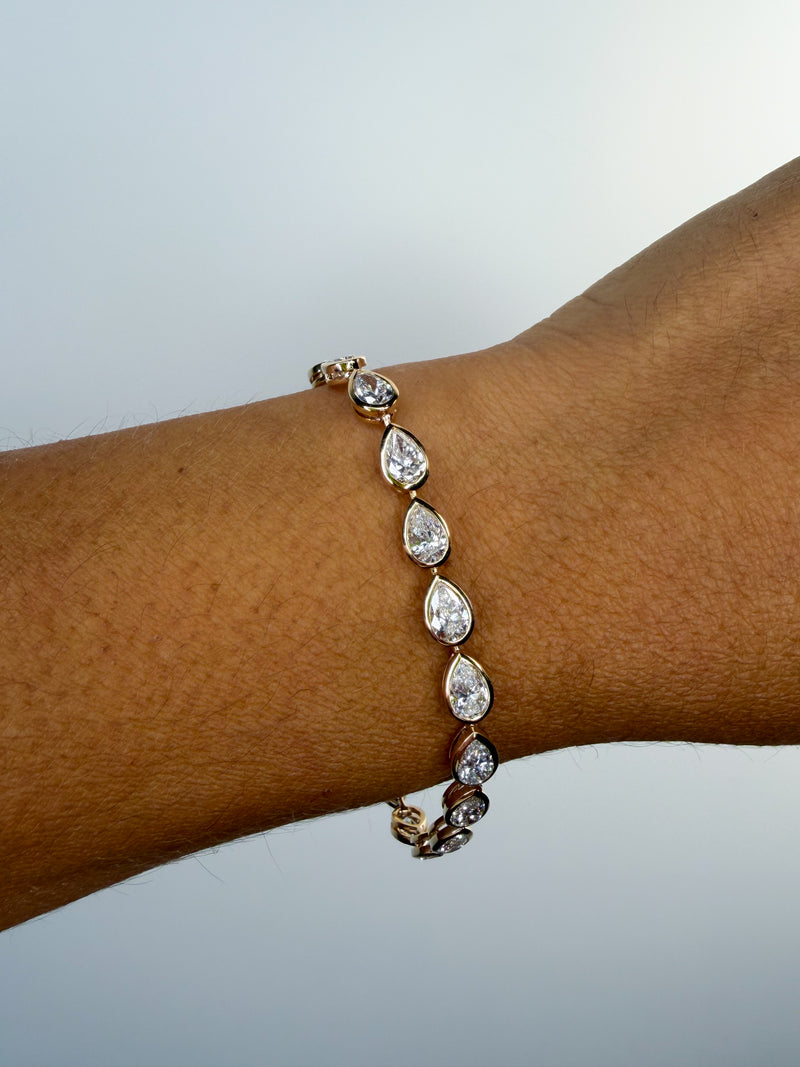 Large Pear Bezel Set Tennis Bracelet