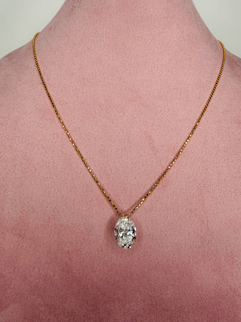 Floating Oval Diamond Necklace