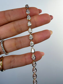 Large Pear Bezel Set Tennis Bracelet